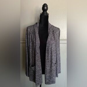 Athleta Luxe Open Front Hooded Cardigan Womens Size Small Gray Marled Casual